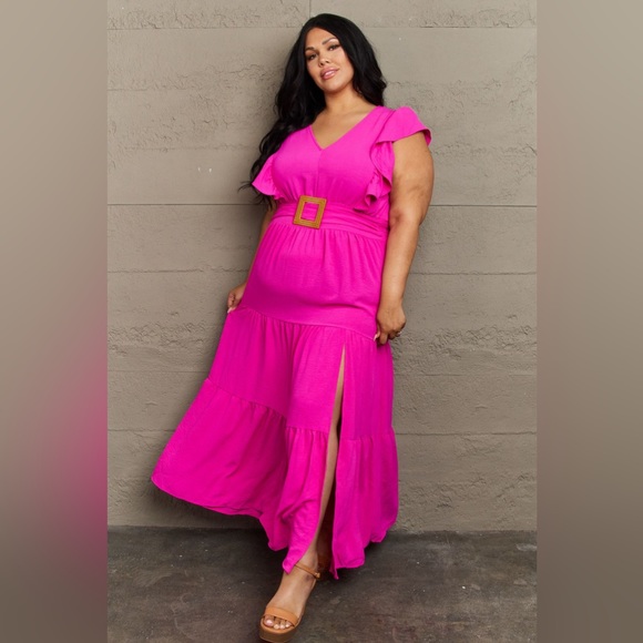 🌟NEW, CHIC*- GeeGee Fancy Fizz Tiered Side Slit Maxi Dress OFFERS WELCOME! - Picture 3 of 10